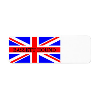 Etiqueta nombre de basset hound en bandera