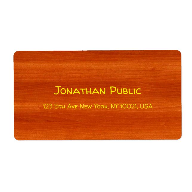 Etiqueta Nombre de escritura a mano Texto Walnut Wood Gold  (Frente)