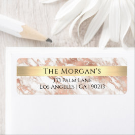 Etiqueta Nombre De Familia Banda De Oro Blanco Y Mármol De 