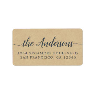Etiqueta Nombre de familia caligrafía Dirección de devoluci