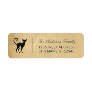 Etiqueta Nombre de familia de Personalizado de gato negro d