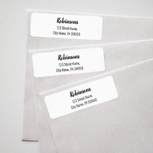 Etiqueta Nombre de familia personalizado Dirección blanco n