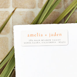 Etiqueta Nombre de la pareja Boho Naranja y dirección de de