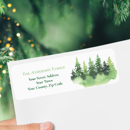 Etiqueta Nombre de navidades Green Winter Forest Fir Trees