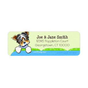 Etiqueta Nombre del Mascota del sofá azul de Biewer Yorkie