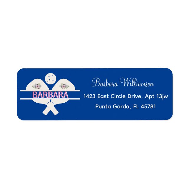 Etiqueta Nombre del Personalizado Floral Gal Pickleball (Frente)