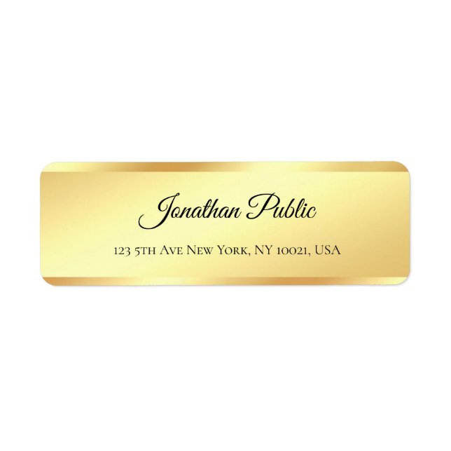 Etiqueta Nombre manuscrito Faux Gold Profesional (Frente)