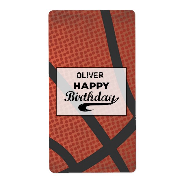 Etiqueta Nombre personalizado Baloncesto Cumpleaños Gran Bo (Frente)