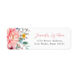 Etiqueta Nombre personalizado del Bouquet floral rosado de 