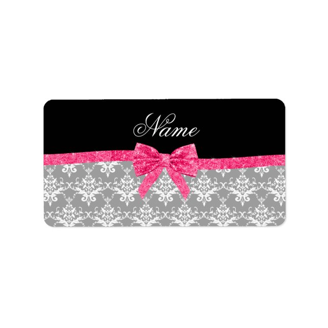 Etiqueta Nombre personalizado diafragma gris pardo rosa arc (Frente)