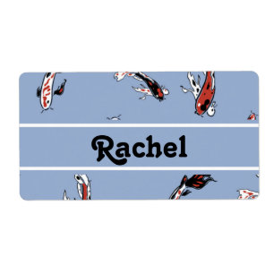 Etiqueta Nombre personalizado koi fish blue