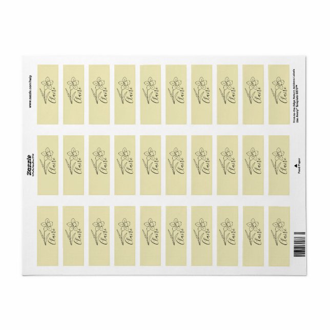 Etiqueta Nombre personalizado Marzo daffodil Flor de nacimi (Hoja Entera)