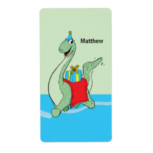 Etiqueta Nombre personalizado, niño, dinosaurio de cumpleañ