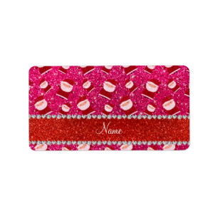 Etiqueta Nombre personalizado rosa purpurinas rosados