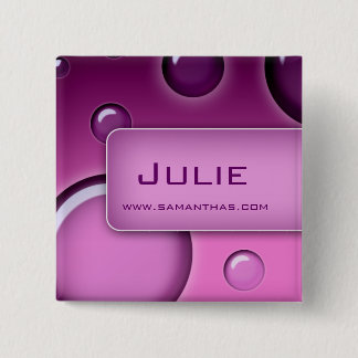 Etiqueta Nombre Salon Botón Brooch Bubbles Purple
