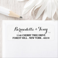 Nombre y dirección personalizados en letra elegant