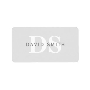 Etiqueta Nombre y monograma modernos   Verde y blanco