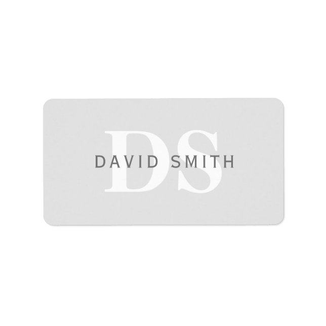 Etiqueta Nombre y monograma modernos | Verde y blanco (Frente)