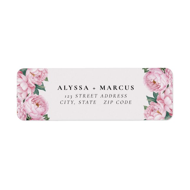 Etiqueta Nombres de pareja de peonías rosadas (Frente)