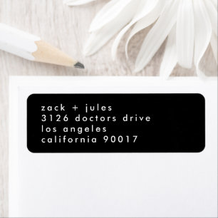Etiqueta Nombres personalizados en negro y blanco Boda eleg