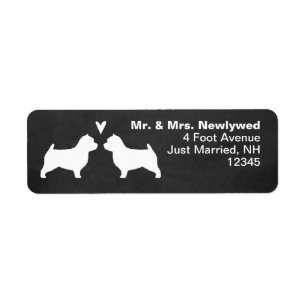 Etiqueta Norwich Terrier Silhouettes Love Return Address