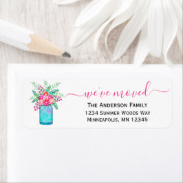 Etiqueta Nos hemos mudado | Mason Jar Floral Return Address