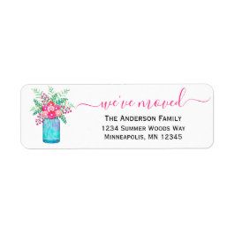 Etiqueta Nos hemos mudado | Mason Jar Floral Return Address