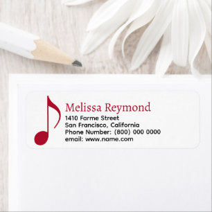 Etiqueta Nota musical roja y nombre musical