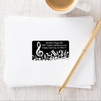 Etiqueta Notas musicales jumbleadas de blanco personalizada