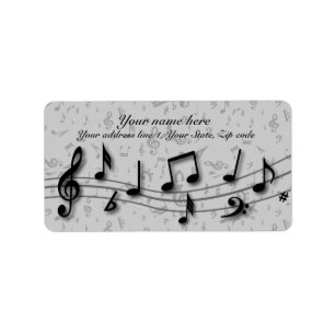 Etiqueta Notas musicales negras y grises personalizadas