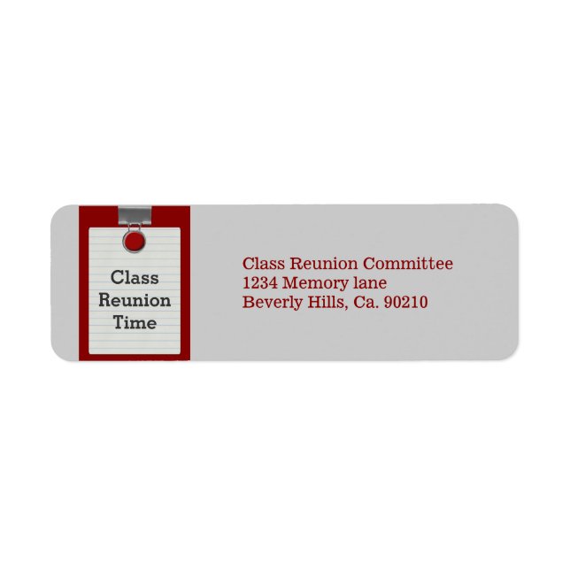 Etiqueta Notepaper metalizado Red Class Reunion (Frente)