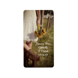 Etiqueta Novia, Cowboy Boots, Sunflowers Boda Gracias
