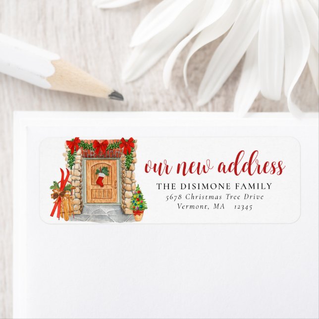 Etiqueta Nueva dirección Navidades vacaciones de puerta del (In situ)