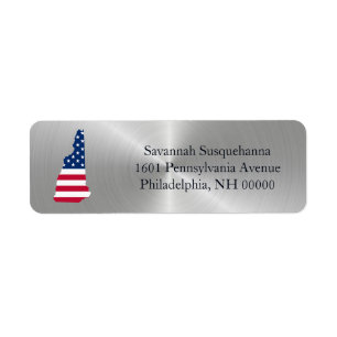 Etiqueta Nuevo Hampshire Silver Estado Bandera Americana Pa