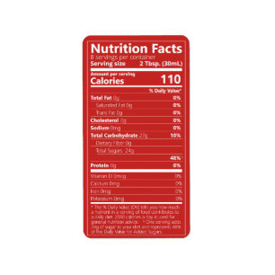 Etiqueta Nuevo Jarabe de arce Nutrición Hechos Rojo