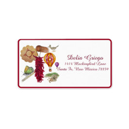 Etiqueta Nuevo México Rojo Chile Pinõn Zia Globo de aire ca