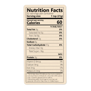 Etiqueta Nuevos Hechos De Nutrición De Azúcar De Un Solo In