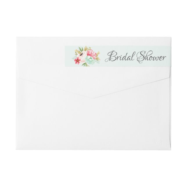 Etiqueta nupcial floral de la ducha de los Peonies (Reverso)