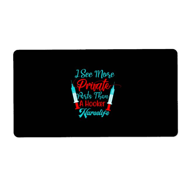 Etiqueta Nurse Gift | Veo Más Partes Privadas (Frente)