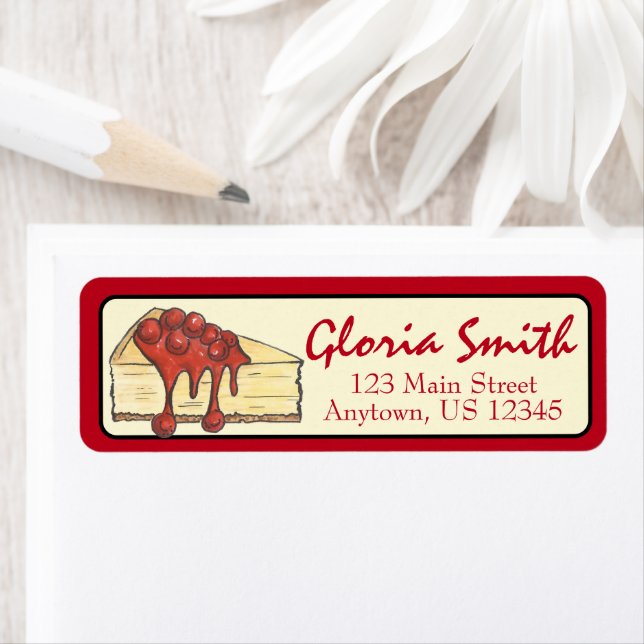 Etiqueta NYC Cherry Cheesecake Slice Dessert Baking Food (In situ)