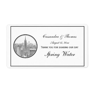 Etiqueta NYC Skyline ESB Ronda Etched 01 H Botella de agua