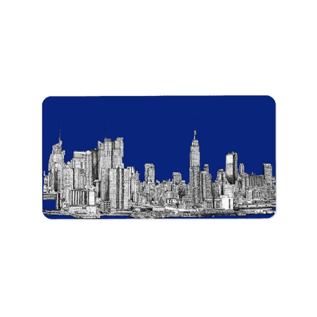 Etiqueta NYC tinta azul real (Frente)