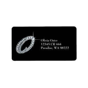 Etiqueta O Script Faux-"Diamond Bling"