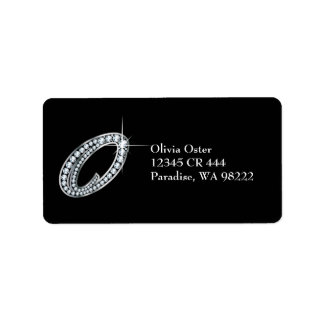 Etiqueta O Script Faux-"Diamond Bling"