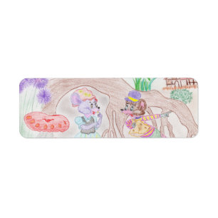 Etiqueta Obras de arte de niños personalizados, dos ratones