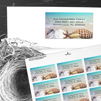 Etiqueta Ocean and Seashells Tropical Return Address Labels
