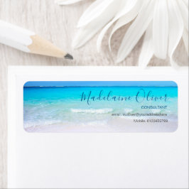 Etiqueta Ocean Beach Sea Travel Aqua Blue Stylish