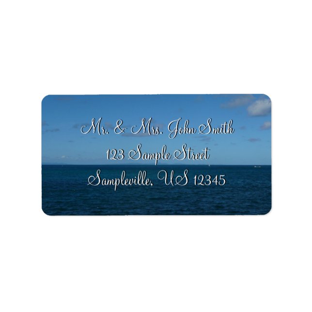 Etiqueta Océano azul del horizonte de Santa Lucía (Frente)