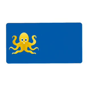 Etiqueta Octopi amarillo divertido