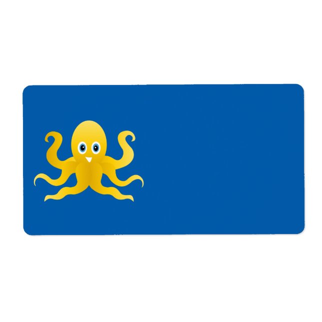 Etiqueta Octopi amarillo divertido (Frente)